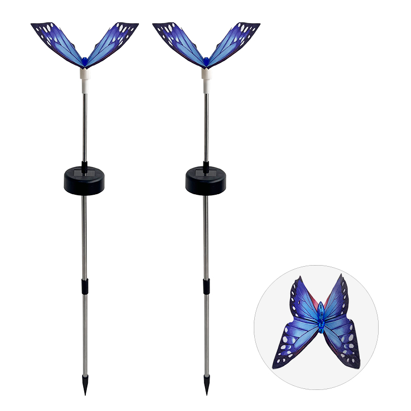 Luces LED solares de mariposa para exteriores, lámpara de ambiente para patio, iluminación de paisaje, para jardín, césped, patio, parque, villa, decoración del hogar: Azul