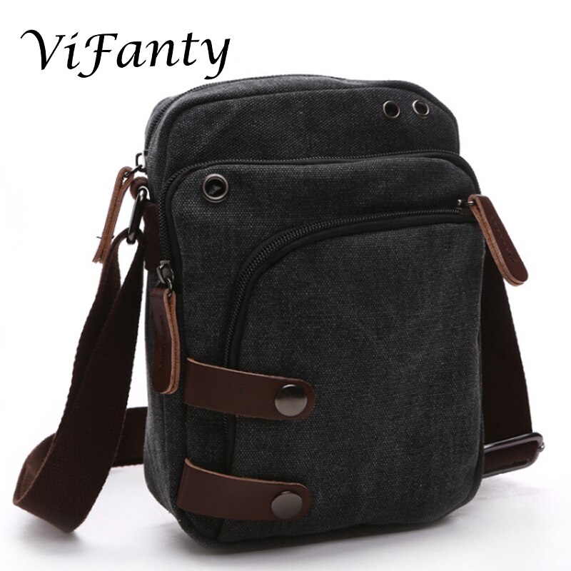 Kleine Vintage Canvas Reizen Purse Mini Schoudertassen Messenger Crossbody Handtas: Black