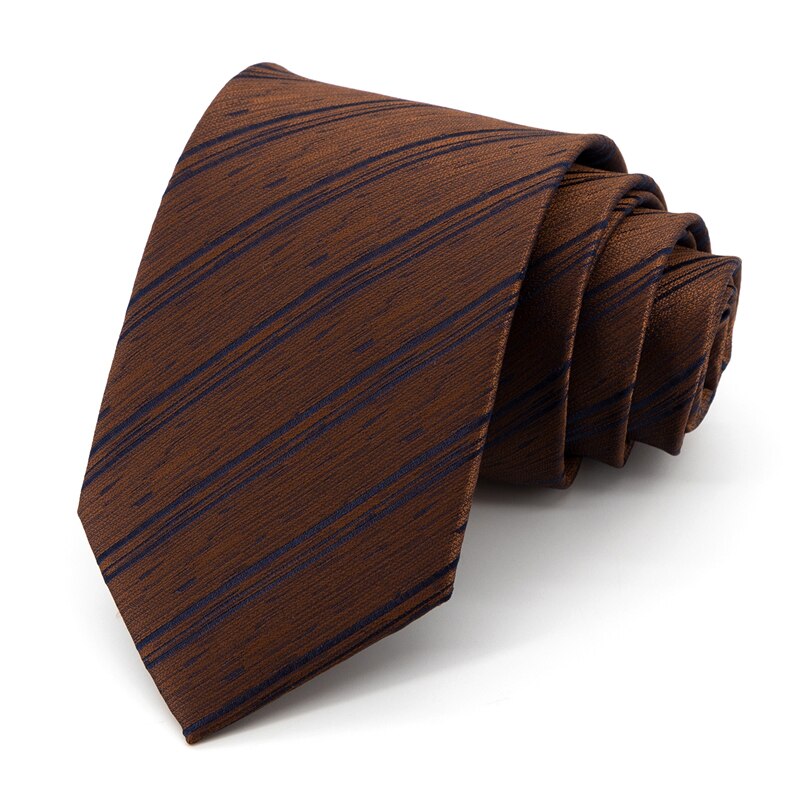 Brown Ties for Men Brand 8CM Wide Striped Tie Formal Business Necktie Men's: Default Title