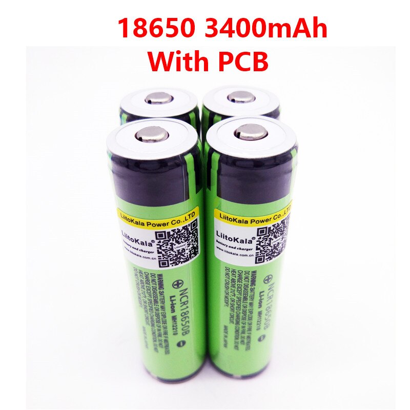 LiitoKala 100% Original 3,7 V NCR 18650B 3400 3400mAh batería recargable de energía de las baterías para linterna (PCB)