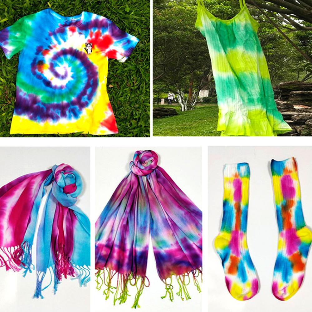 Diy um passo tie dye conjunto 12 cores festa artesanato fácil brilhante tela pintura para crianças/estudantes/crianças ferramentas de pintura cozinha