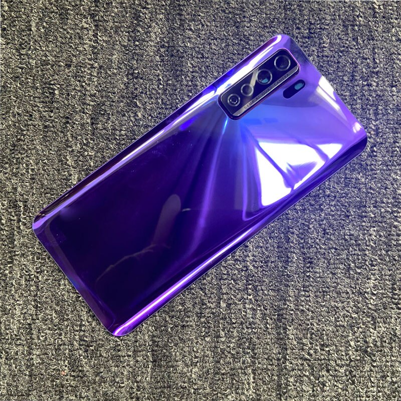 For Huawei P40 Lite 5G Back Battery Cover Back Door Housing Cover Case Glass With Camera Len for Huawei Nova 7 SE: with lens purple