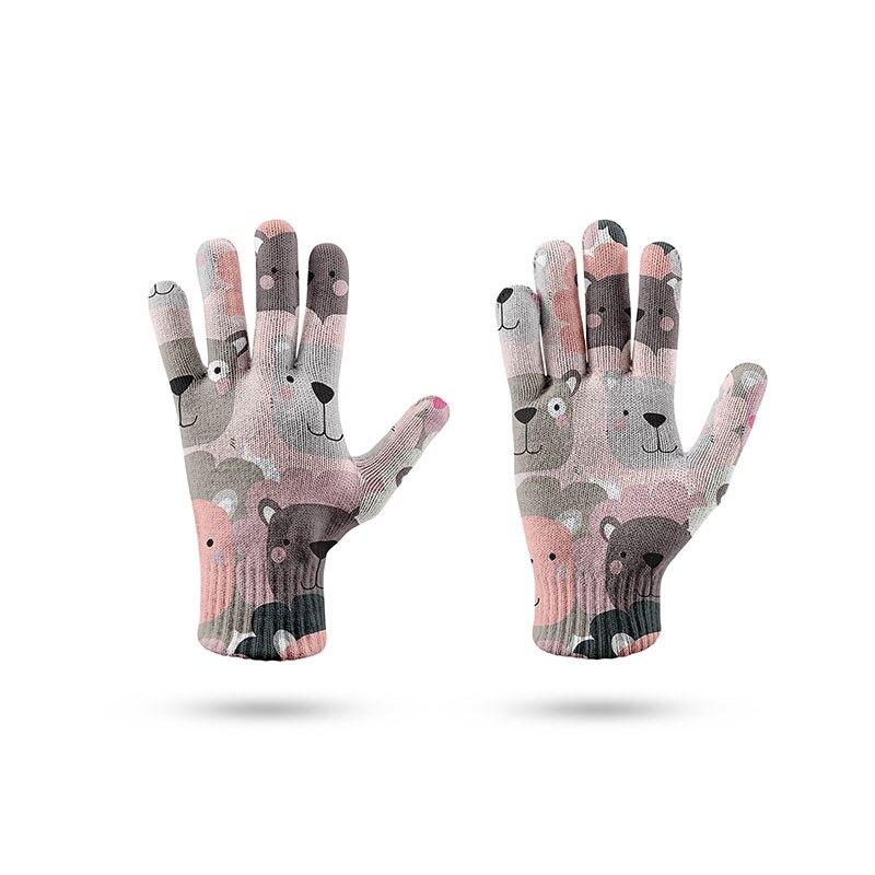 Vinter dejlige handsker kvinder mænd forår og efterår stretch strik vanter 3d print fuld finger guantes kvindelige hæklede handsker: Stil 8