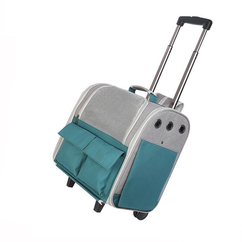 Mochila con carrito para perro y mascota, mochila plegable portátil para animales al aire libre, bolsa de transporte y maleta con ruedas para mascotas, estuche de viaje al aire libre