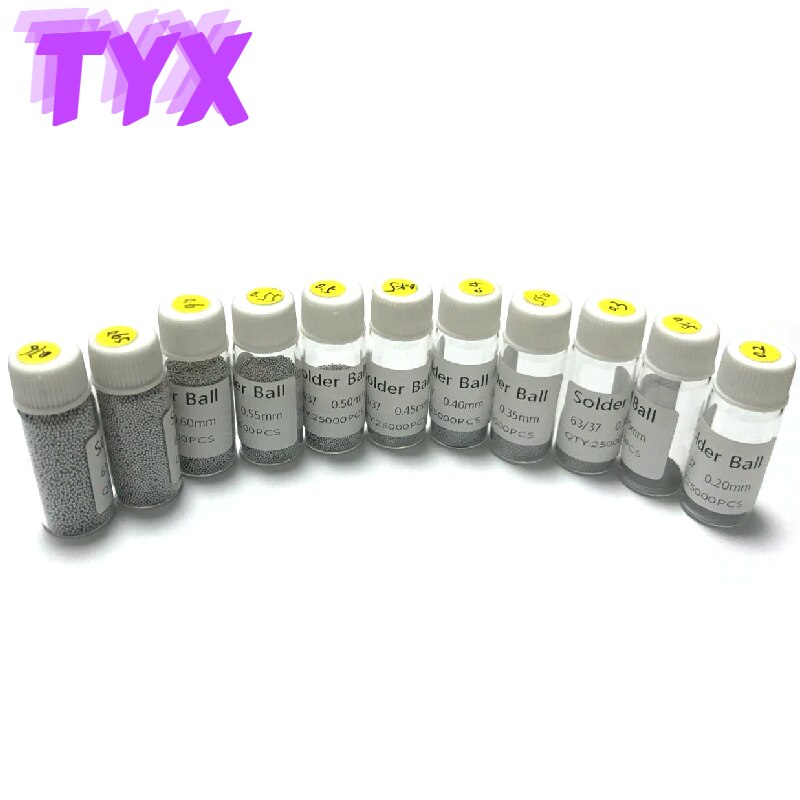 25000PCS/bottle BGA Reballing Ball Solder0.25 0.3 0.35 0.4 0.45 0.5 0.55 0.6 0.65mm Ball Solder IC Chip Welding Accessories