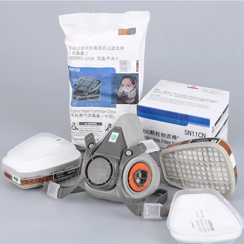 17in1 6200 Gasmasker Chemisch Beademingsapparaat Beschermend Half Gezichtsmasker Industriële Verf Spray Anti Organische Damp 6001/2097 Filter