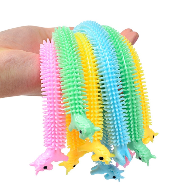 3pcs Worm Noodle Stretch String TPR Rope Anti Stress Toys String Fidget Autism Vent Toys Random Color