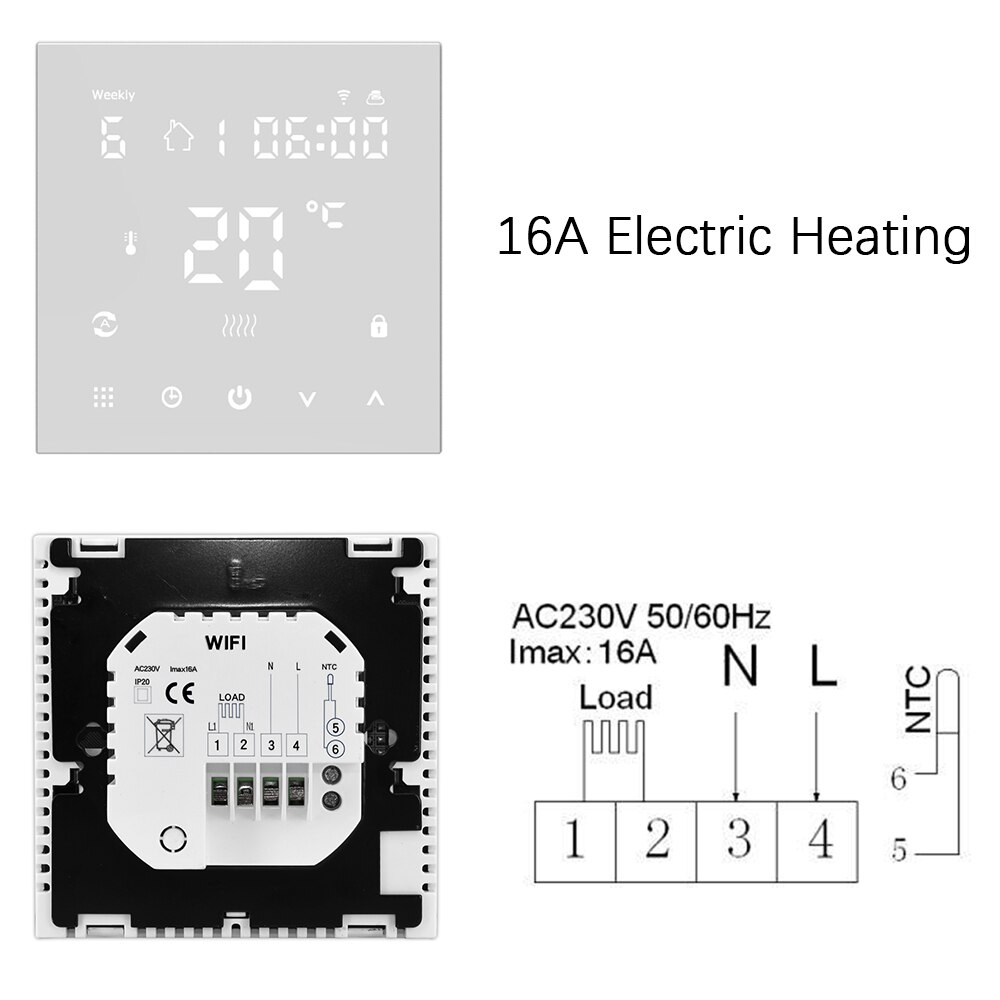 Tuya wifi smart termostat, elektrisk gulvvarme vand/gas kedel temperatur fjernbetjening til google home, alexa: Wifi-opvarmning