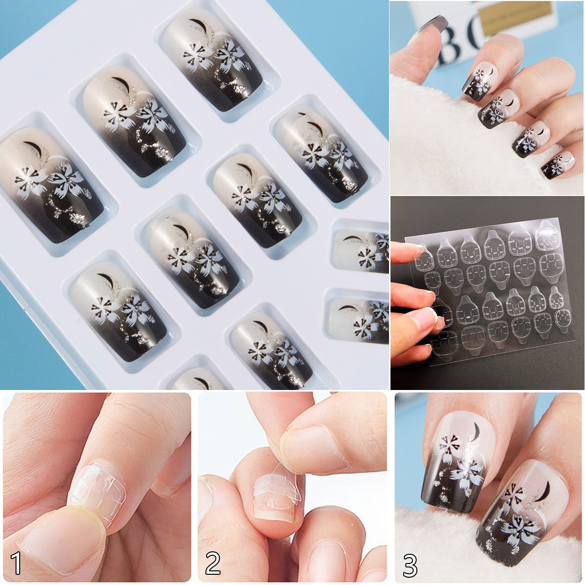 Met 1 Stuk Van Nail Plakband 24 Stks/doos Druk Op Nail Art Tips Volledige Cover 10 Maten Valse Nail art Bruiloft Nagels