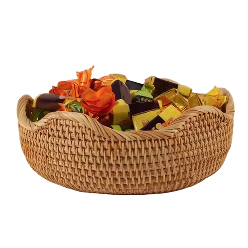 Oval Wicker Woven Basket Bread Basket Serving Basket,10.2Inch Storage Basket for Food Fruit Cosmetic Storage Tabletop and Bathro