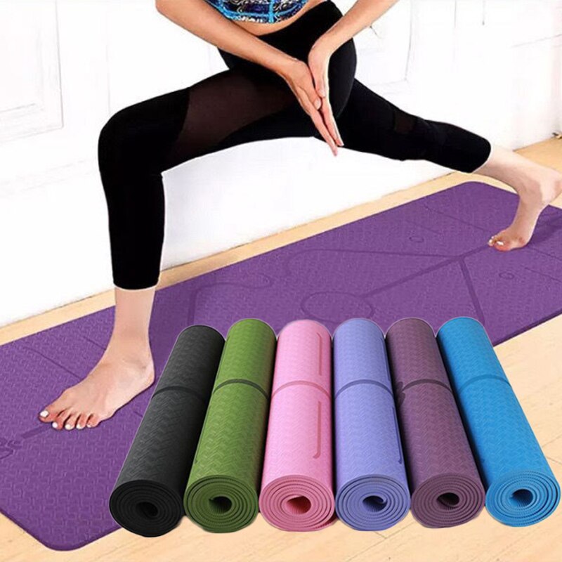 Yoga Mat Antislip Met Positie Lijn Yoga Matten Voor Vrouwen Oefening Strap Bag Tpe Mat Yoga Demping gym Milieuvriendelijk Thuis