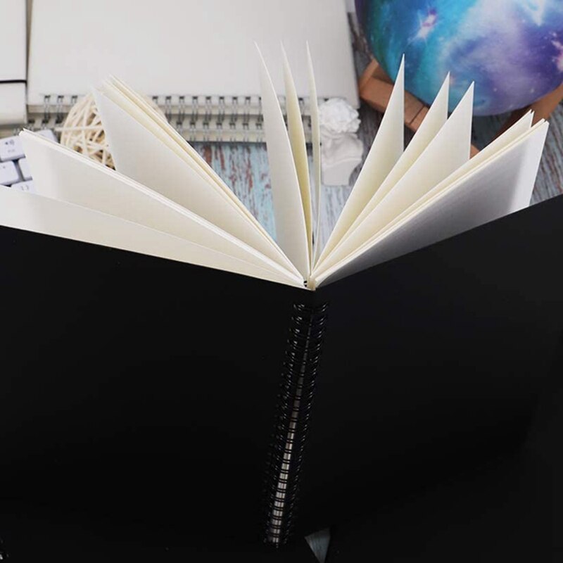 5Pcs A5 Black Spiral Notebook Blank Sketchbook Unruled Journal Pack Thick Blank Paper 50 Sheet 100 Unlined Pages