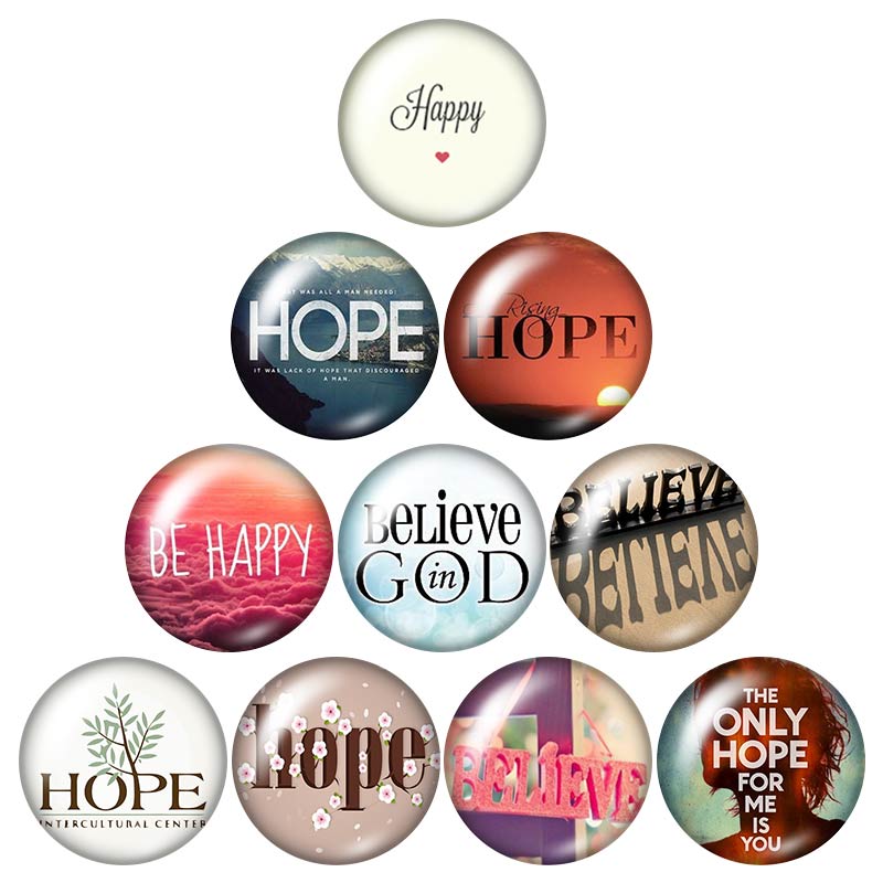 Letters Make yourself better Trust 18mm snap buttons 10pcs mixed round photo glass cabochon style for snap button jewelry: DB0034