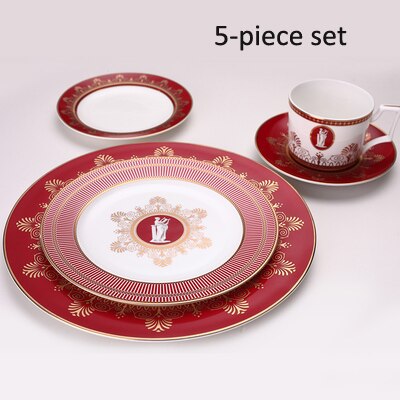 High bone china tableware dinner plate set noodles steak plate Dessert cake tray ceramic plate red bright series