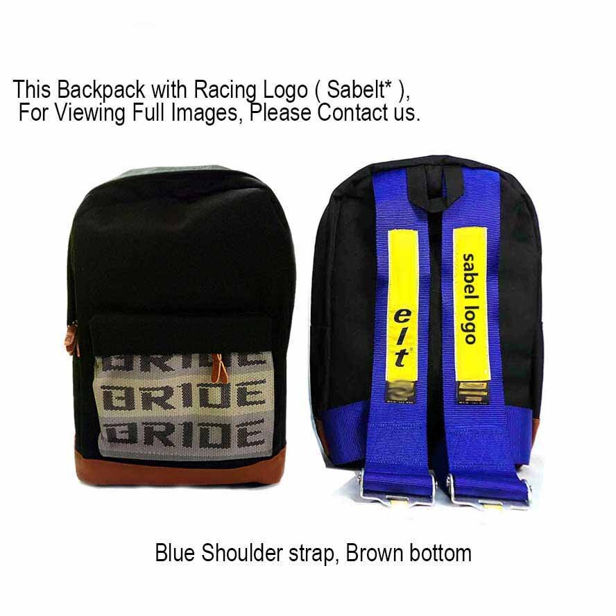 JDM Racing Style Bride Fabric Backpack Bride Seats Fabric Material Backpack Bag: BlueSab