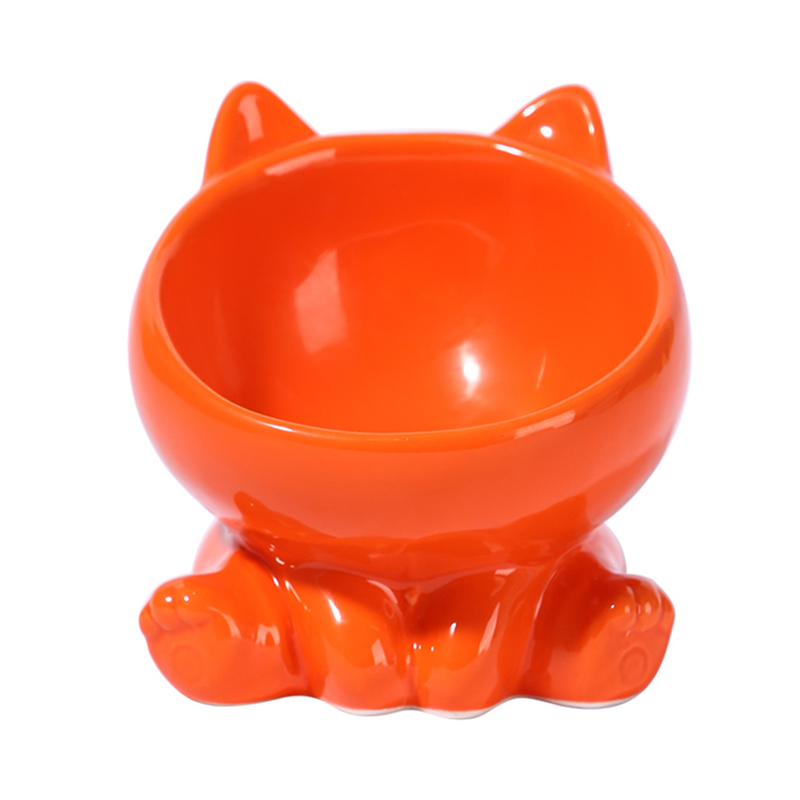 Cat Bowl Integrated Ceramic Diagonal High Feet Cute Protection Cervical Spine Dog Bowl Drinking Cat Bowl Against Black Chin
