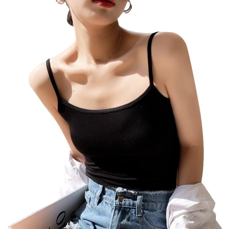 Kvinder sommer modal camisole crop tops ærmeløs slim sling t-shirt sort hvid bundtops bh undertøj veste