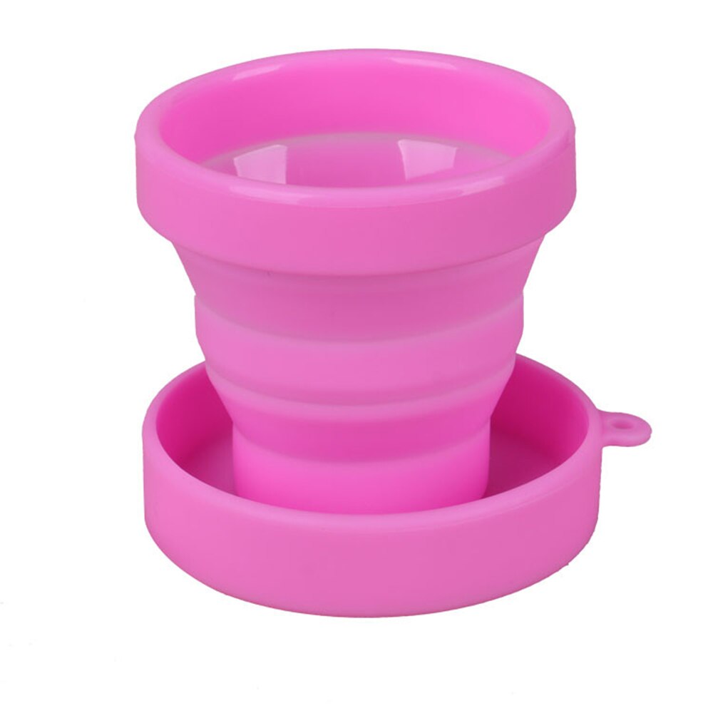 Folding Portable SiliconeTelescopic Drinking Collapsible coffee cup multi-function Travel folding Water bottle: Pink
