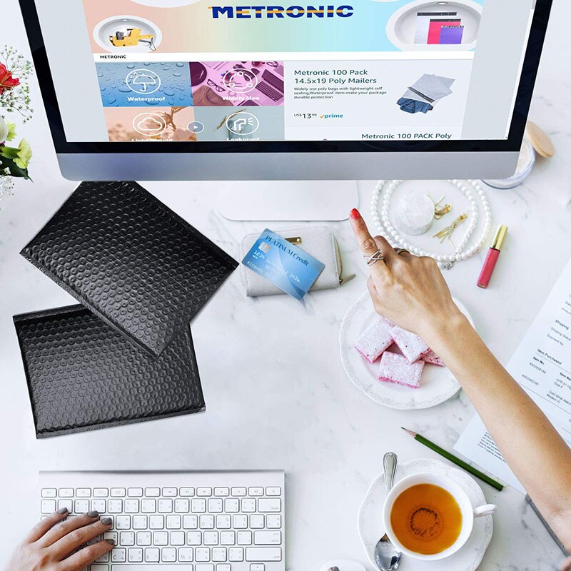 50Pc Bubble Mail Clip Papier Envelop Voering Poly Mail Zelfbenoemde Zwart Mail Mail Clip Envelop Bubble Papier mail Koerier Zak