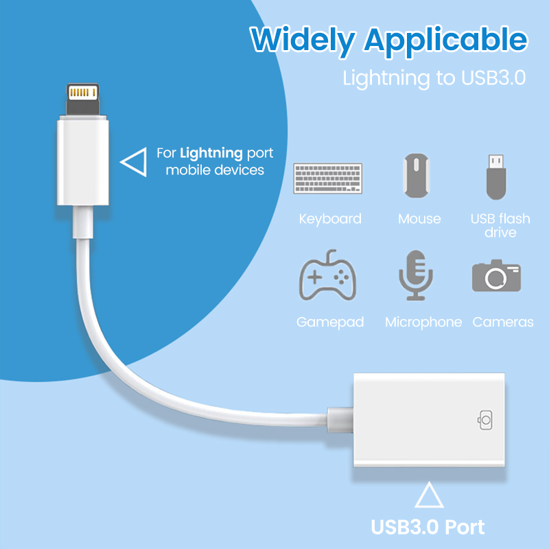 Elough OTG Adapter do iPhone 15 Lightning Male do USB 3.0 Adapter do szybkiego ładowania danych Adapter USB do iPada