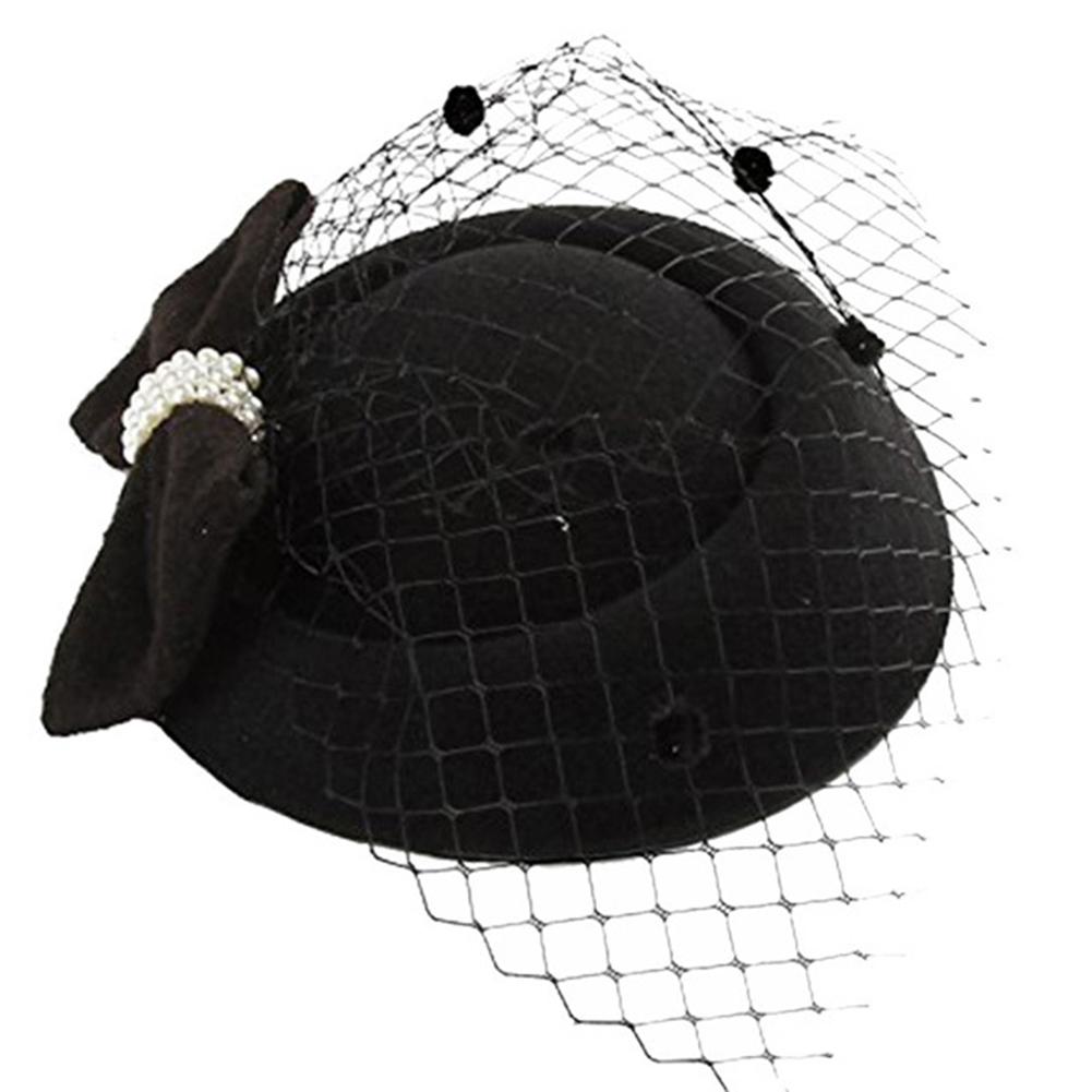 Women Pillbox Hat Trendy Bow Fascinator Hat Headwear With Veils For Wedding Party Church Cocktail Party Hat Hair Accessory: Black