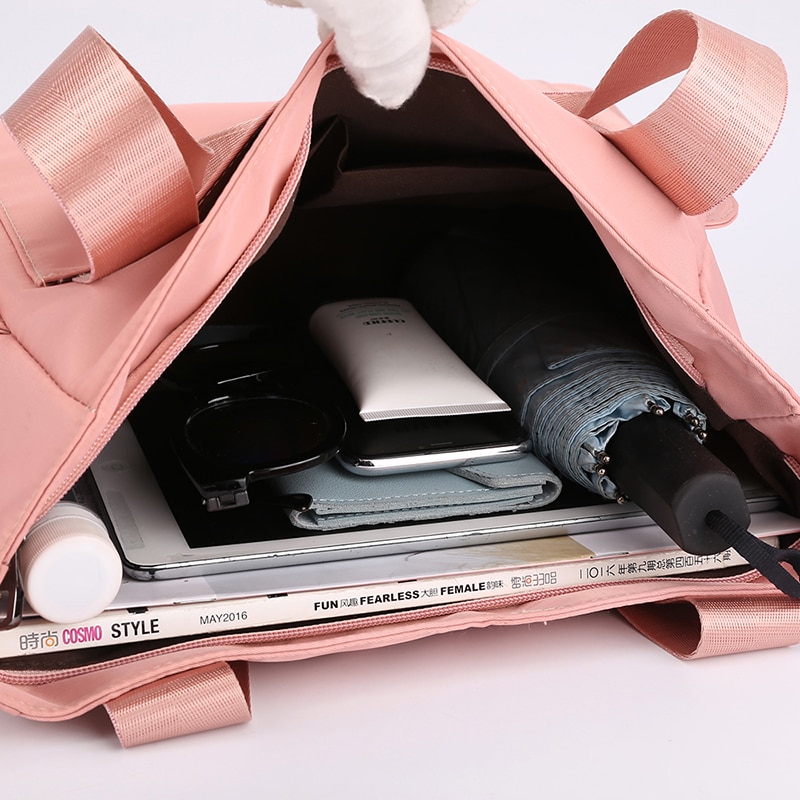 Bolsa de ombro feminina ao ar livre portátil bolsa de viagem feminina grande capacidade saco de senhoras tote de náilon sacola de compras bolsas