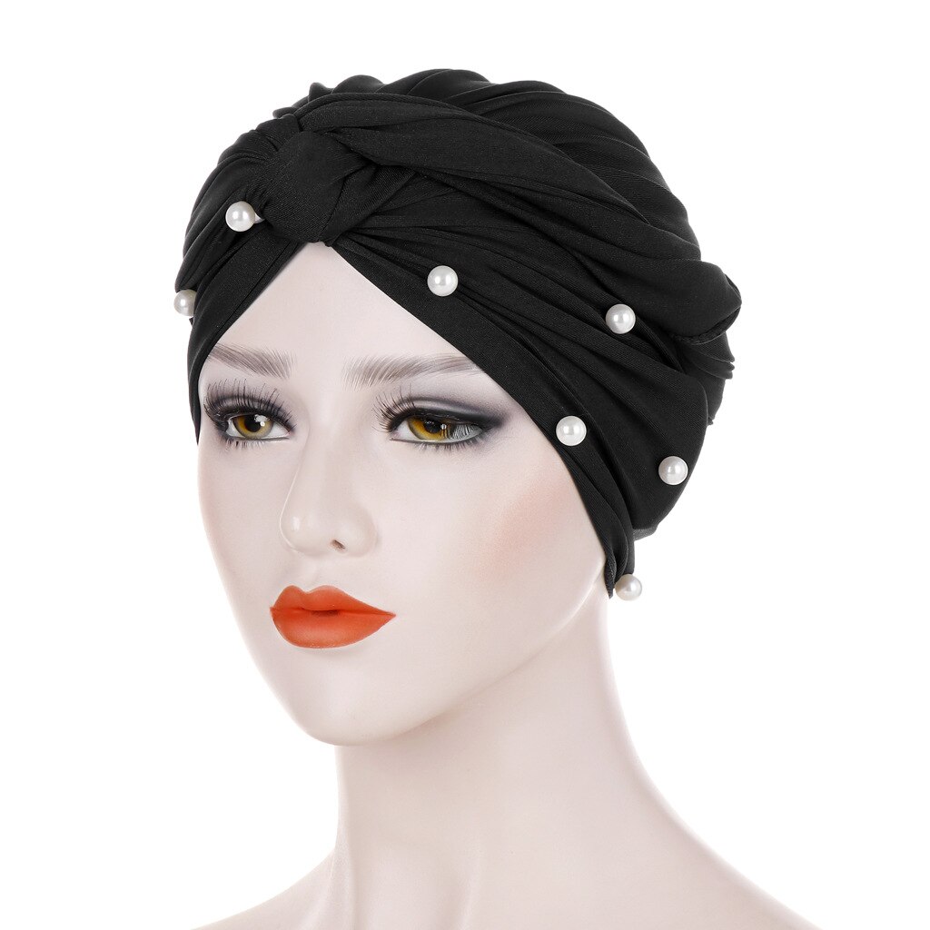 Turbante con perlas de terciopelo elásticas para Mujer, gorro musulmán, Hijab islámico, pañuelo para la cabeza, Turbante: 7
