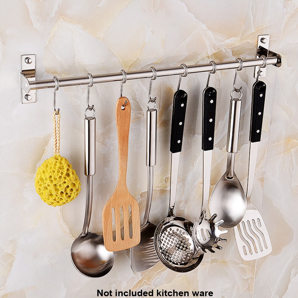 1Pc Stainless Steel Kitchen Storage Rack Wall Mounted Pan Pot Racks Kitchen Utensils Hanger Organizer Home Storage Hooks