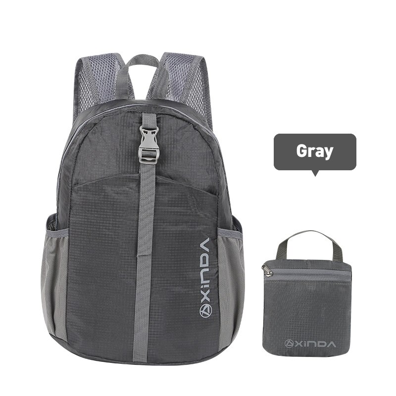 Xinda-mochila plegable para exteriores para hombre y mujer, bolsa de almacenamiento urbana para ocio, senderismo, viajes, montaña, Camping, escuela: Gray 18L
