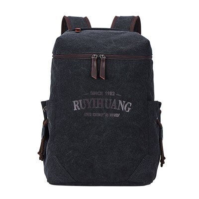Mannen Rugzak Canvas Rugzak Zakken Student Boek Tas Grote Capaciteit Mode Rugzak Mannen Mochila Mannelijke: Black