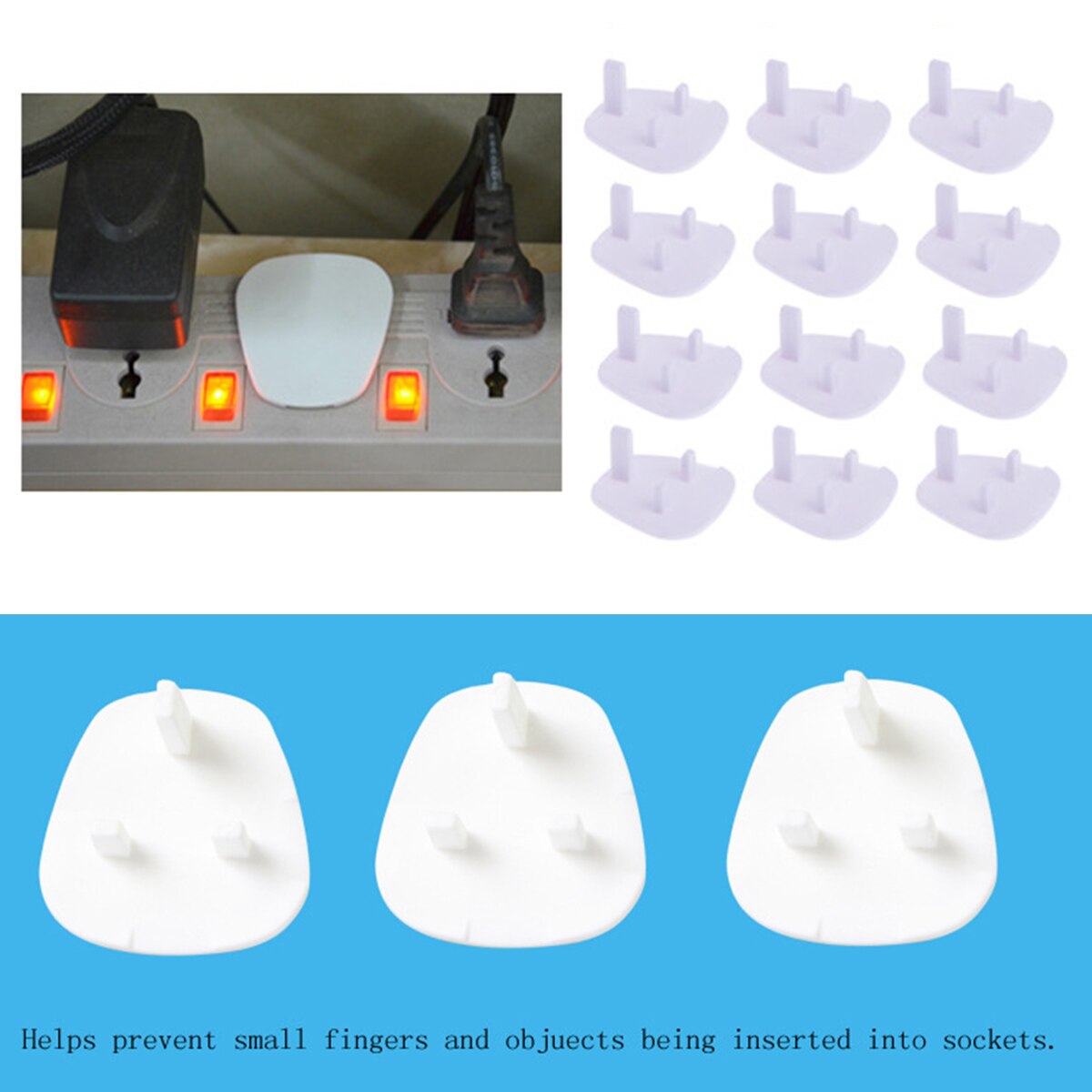 12Pcs Children Plug Protector Kids Electrical Socket Cover Standard Electric Outlets Protection Baby Security Lock