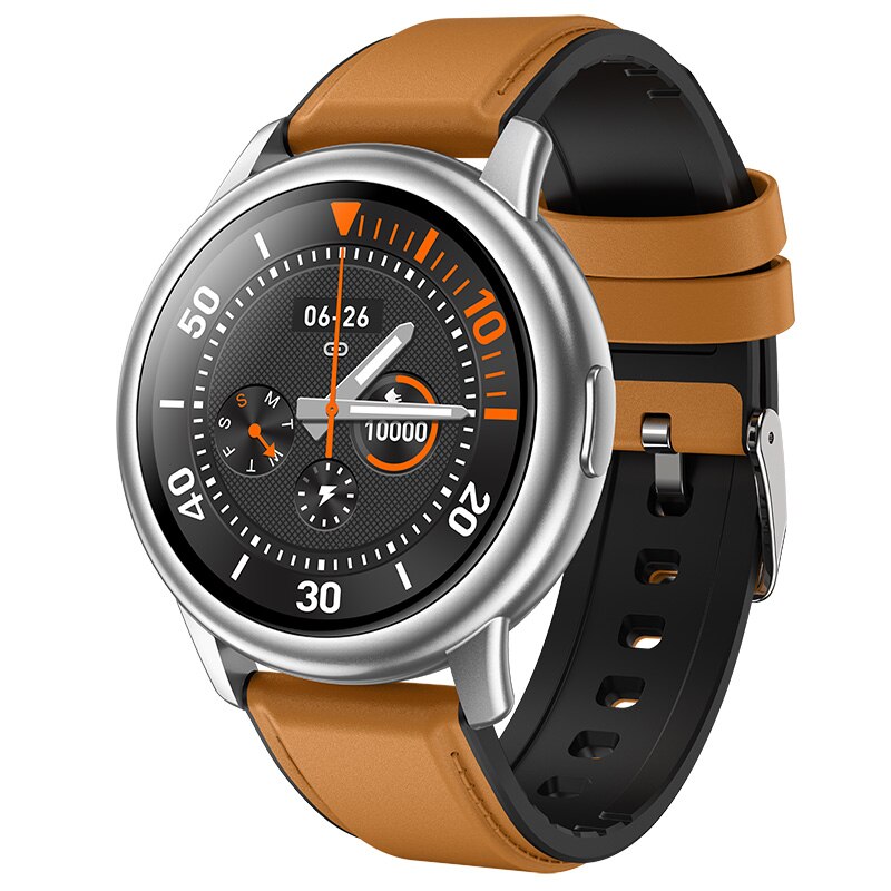 LEMFO LF28 montre intelligente hommes étanche IP68 relogio inteligen 1.28 pouces plein écran tactile Fitness Tracker fréquence cardiaque Smarwatch: brown leather