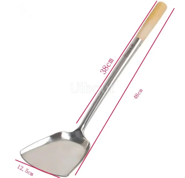 big long spatula shovel chef cooking cocina utensilios blade Kitchen Utensil Wooden Handle Stainless Steel Turner Soup Spoon wok
