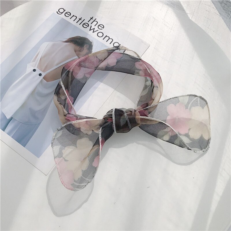 Sommar höst tunn smal smal scarf multifunktionell dam liten scarf huvudduk för väskhandtag halsdukar: 5