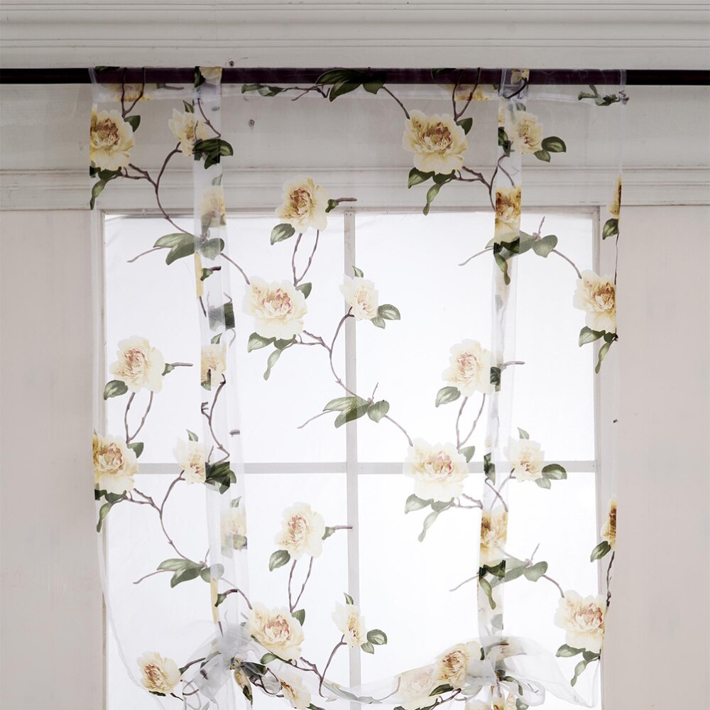 Blumen- Römischen Vorhang halb schier Fenster Schatten Schlinge Krawatte Jalousien für Wohnzimmer Balkon Schlafzimmer 0,8x1m (lila)