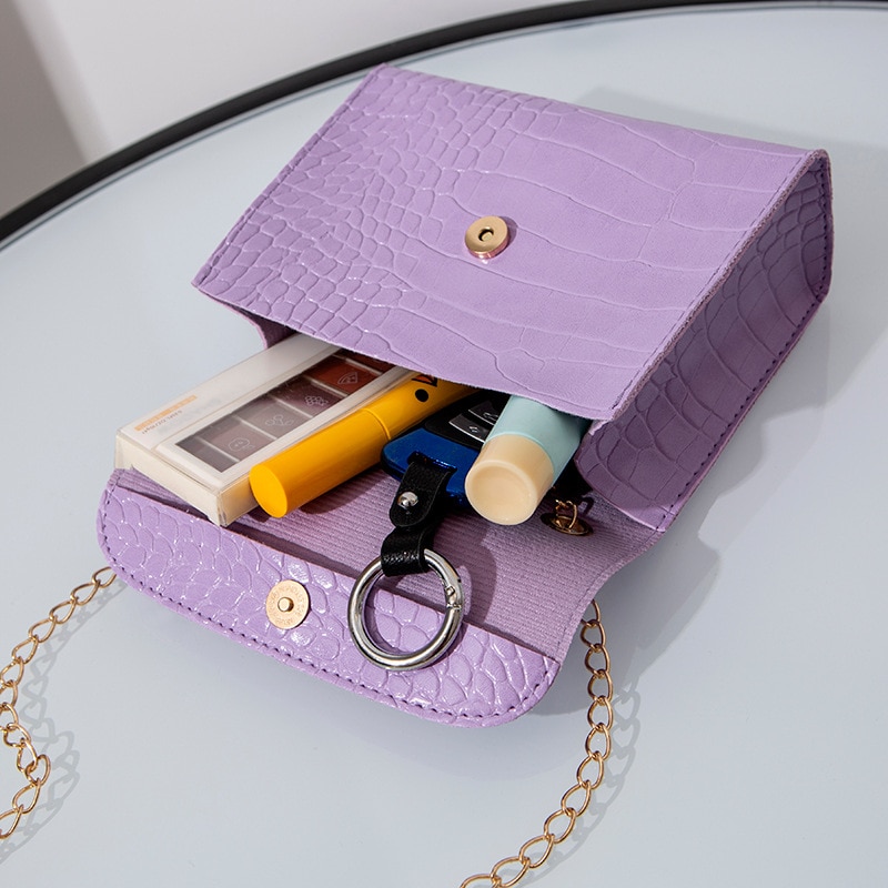 Zomerse dames vierkante crossbody tas zacht pu leer snoepkleurige messenger bag ketting effen kleur mini schoudertas