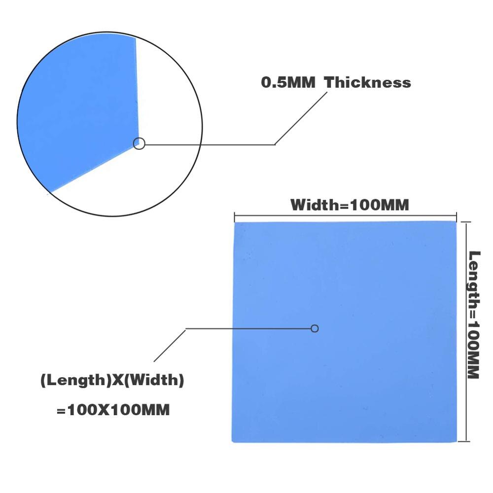 Almohadilla térmica de silicona conductora para ordenador, disipador térmico de refrigeración, conductividad de 0,5 W, 100mm de espesor, 100x0,5x3,2mm, 5 unidades