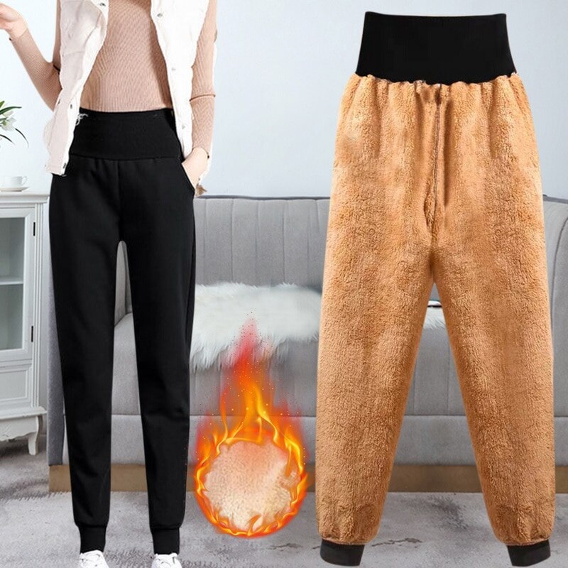 Dünne Frauen Schlauch Winter Lammfell Kaschmir Hosen Warme Weibliche lässig Hosen Harem Hosen Gefüttert Vlies Hosen Herbst Jogginghose