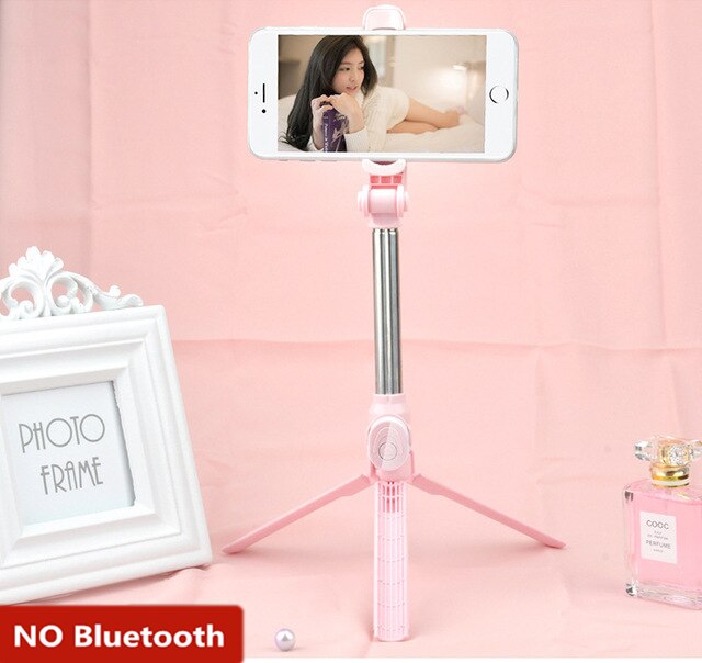 Palo de Selfie Bluetooth trípode Control remoto Monopod para iPhone Mini trípode soporte de teléfono para iPhone 6 11 Samsung S20 Huawei Gopro: Pink No Bluetooth