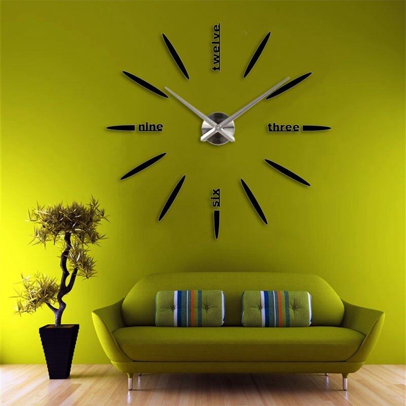 ! Home Decoration Big Mirror Wall Clock Modern 3D Grandado