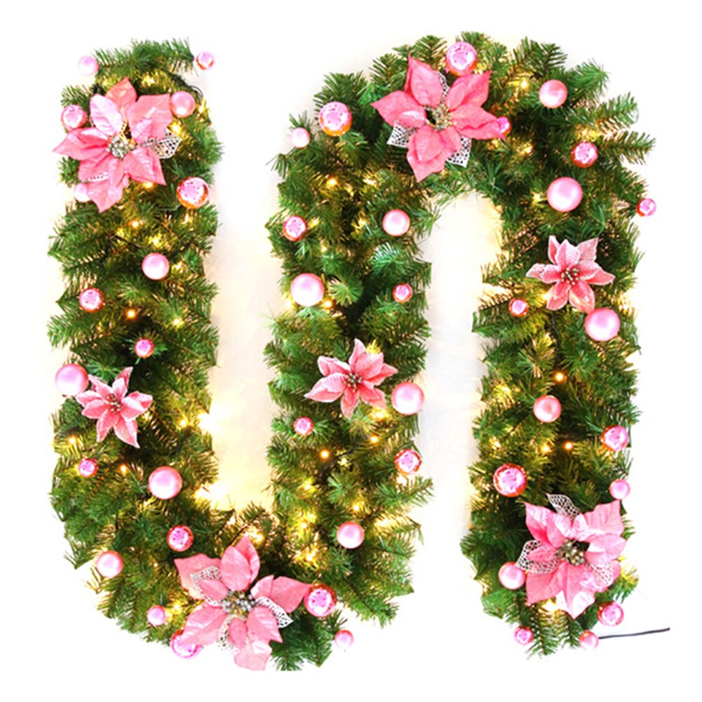 2.7M Kerst Guirlande Kleurrijke Kerst Decor Kerstboom Ornamenten Met Led String Light Thuis Party Wedding Decor: Pink