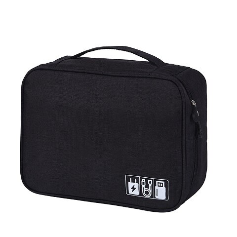 Sac de rangement de voyage Kit câble de données U disque batterie externe accessoires électroniques dispositifs de Gadget numérique diviseur organisateur conteneurs: Black