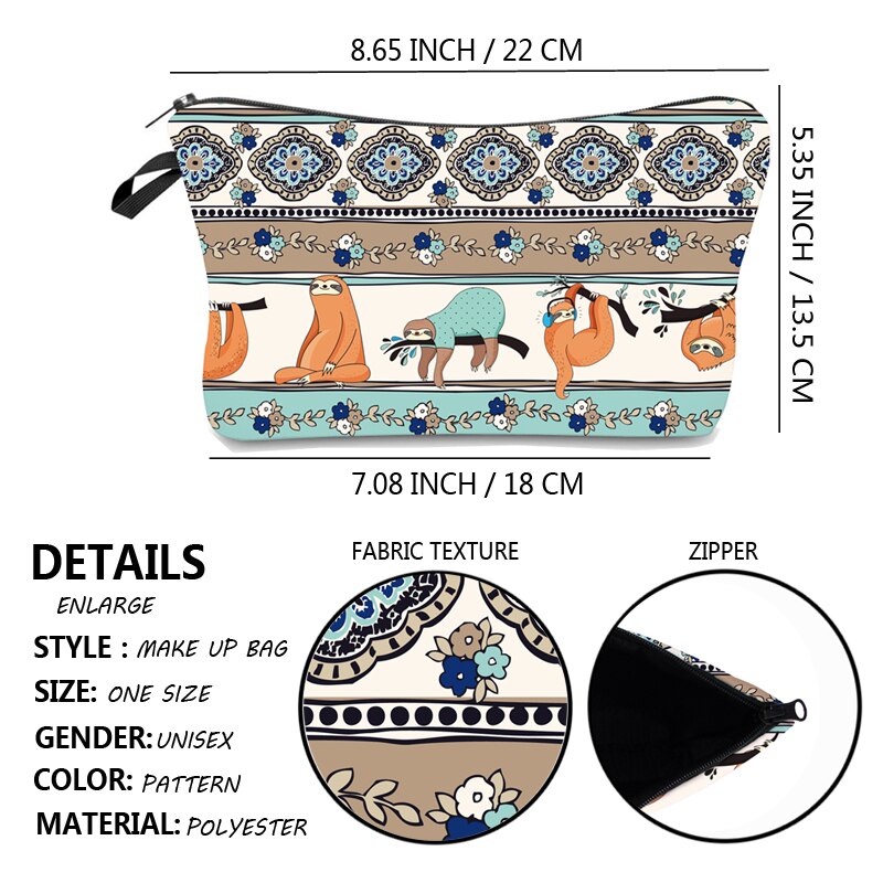 Jom Tokoy Water Resistant Makeup bag Printing Sloth Cosmetic Bag Lovely Cosmetic Organizer Bag Women Multifunction Beauty Bag955