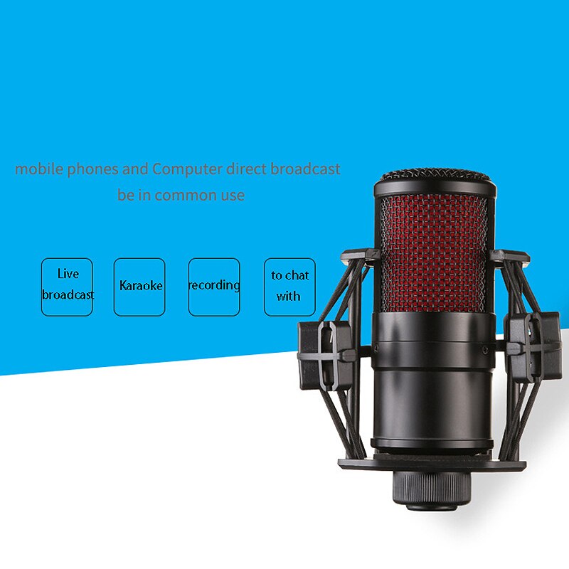 V500 Microfoon Kit Met O Kabel Shockproof Clip Live Broadcast Microfoon Condensator Microfoon Microfoon