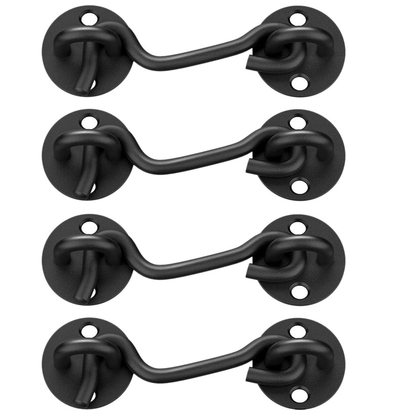 4 Stuks Zwart 4 Inch Deurklinken Klink Schuifdeuren Schuur Deur Lock Hek Poort Vergrendelingen Voor Binnendeur Kast sluiter