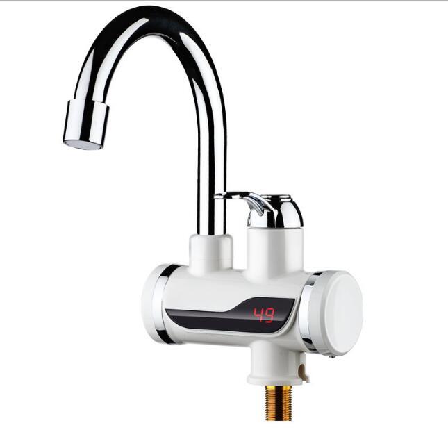 Kitchen Tankless Water Heater 220V 3000W Electric Faucet Boiler Water Electric Heating Tap Element with Temperature Display: 02