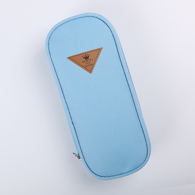 1 PC Doce Cor Estilo Coreano Caixa de Lápis Da Lona Multifuncional Saco Organizador De Armazenamento De artigos de Papelaria Material Escolar Papelaria Escolar: Light Blue