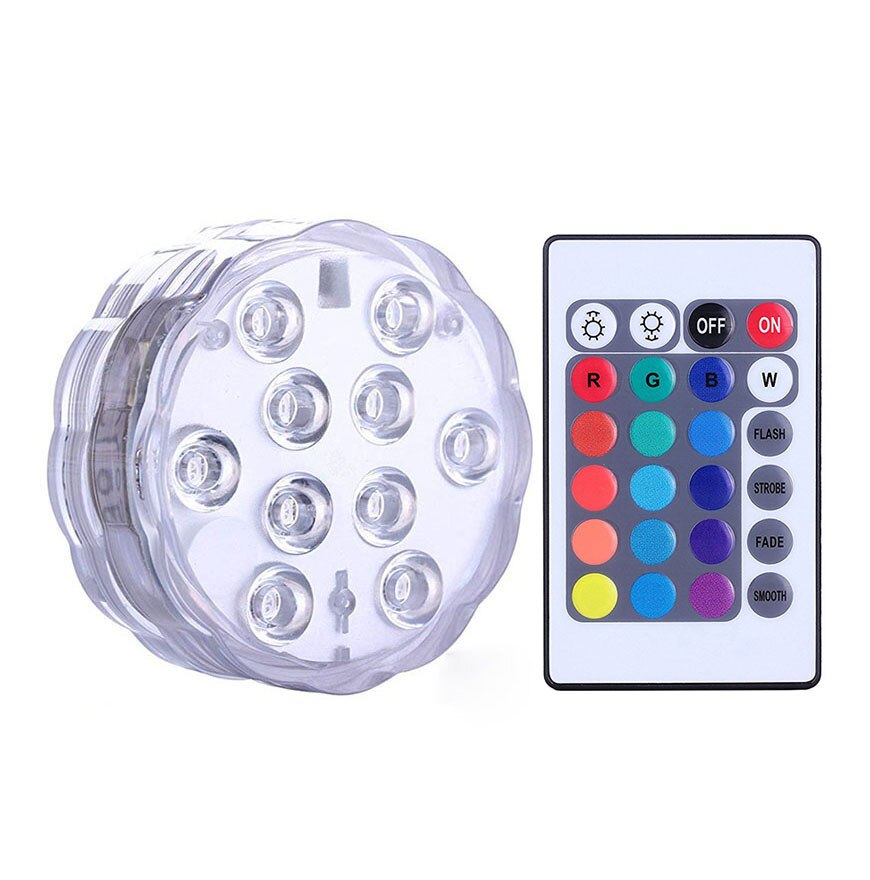 10 led piscina lâmpada de luz submersível rgb ip68 controle remoto à prova dwaterproof água luzes subaquáticas lagoa natação decorativa: 1 controller 1 Lamp