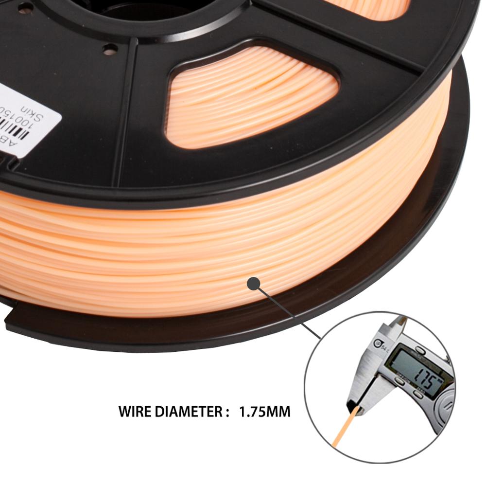 Filaments abrasifs de peau en plastique d'abs d'aw matériel d'abs de 1.75mm pour l'imprimante 3d de fdm avec rohs/atteindre le bateau rapide aucun ABS de bulle