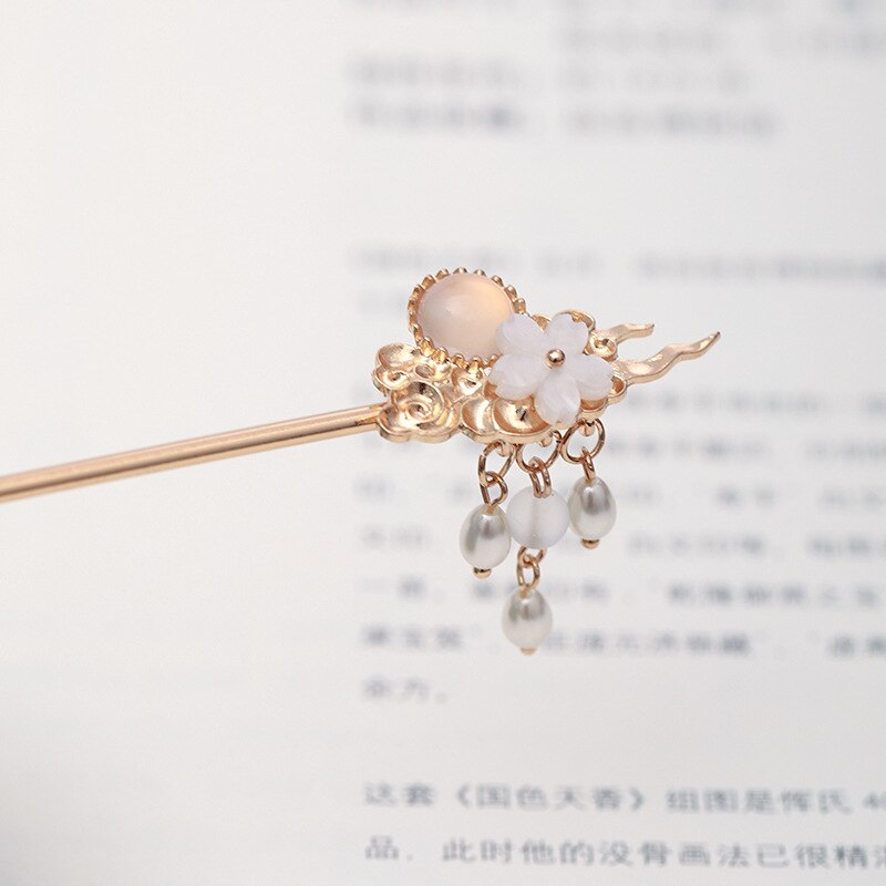 Forseven Vintage Haarspeld Haar Steekt Vrouwen Crystal Flower Hair Pin Haar Eetstokjes Vintage Haar Accessoire Jl